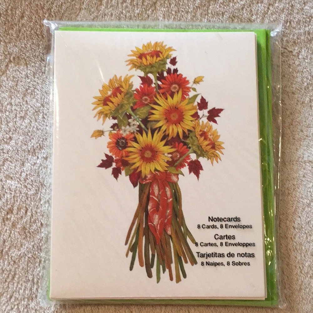 Sunflower Note Card Set NWT set of 8 with envelope